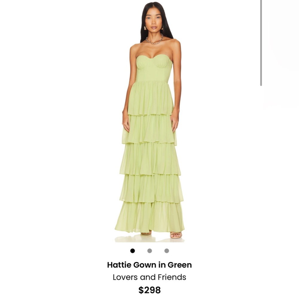 Green ruffle maxi dress from Revolve.